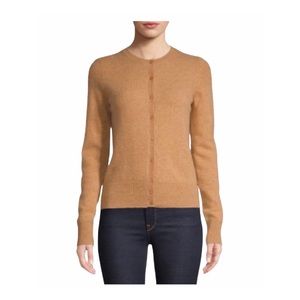 Lord&Taylor 100% Cashmere Fitted Cardigan Tan XS